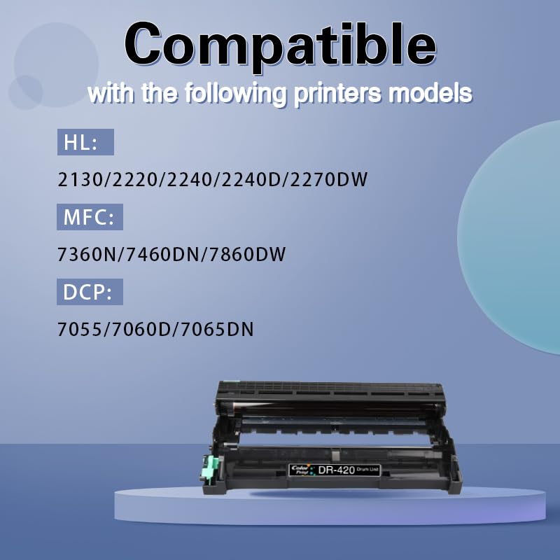 ColorPrint وحدة أسطوانة بديلة متوافقة DR 420 من ColorPrint لطابعة Brother DR420 DR-420 لخرطوشة الحبر TN450 HL-2270DW HL-2280DW HL-2230 HL-2240 HL-2240D MFC-7860DW MFC-7360N DCP-7065DN (عبوة واحدة) - Image 2
